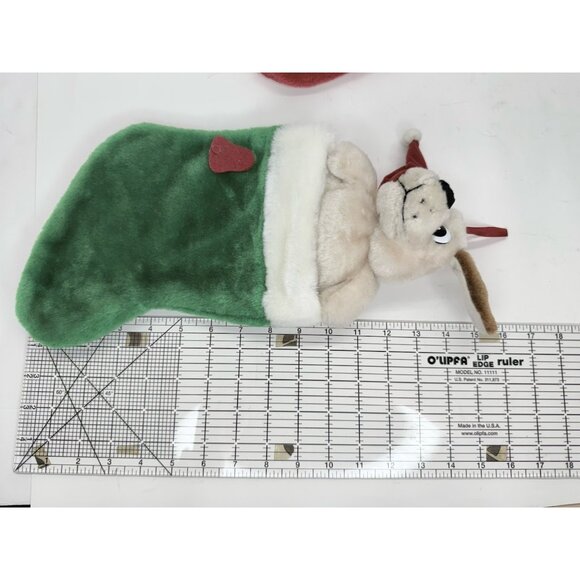 Set Of 2 Vintage Christmas Stockings Purina Beggin Strips Dog Puppy Red Green - Picture 4 of 10